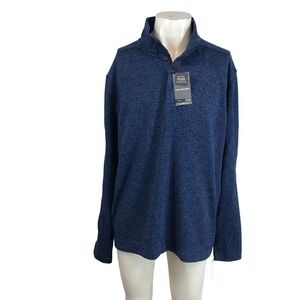 Van Heusen Mens XXL Blue Natural Flex Stretch Thermal Mock Neck Pullover Sweater